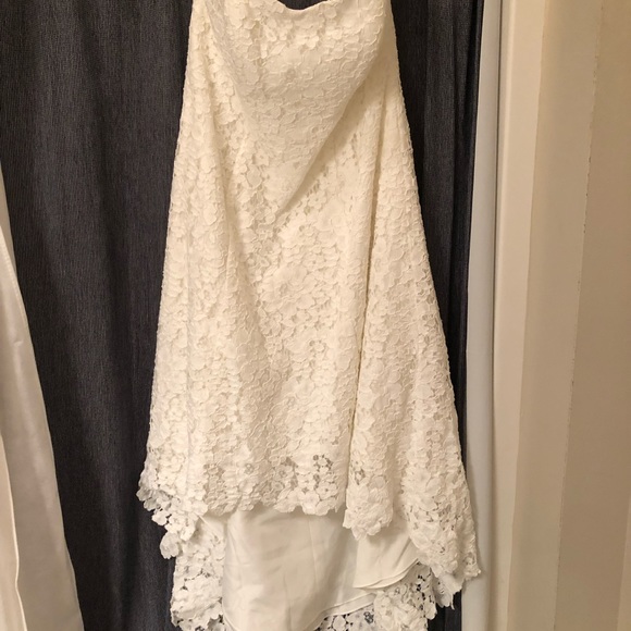 David’s Bridal sz 16W Ivory Corded Lace Strapless Wedding Gown NWT - Picture 2 of 7